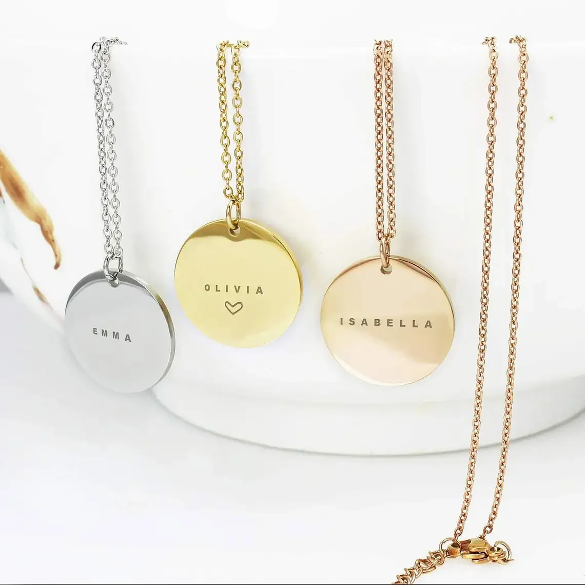 Birth Flower Necklace - Круглый кулон из нержавеющей стали с