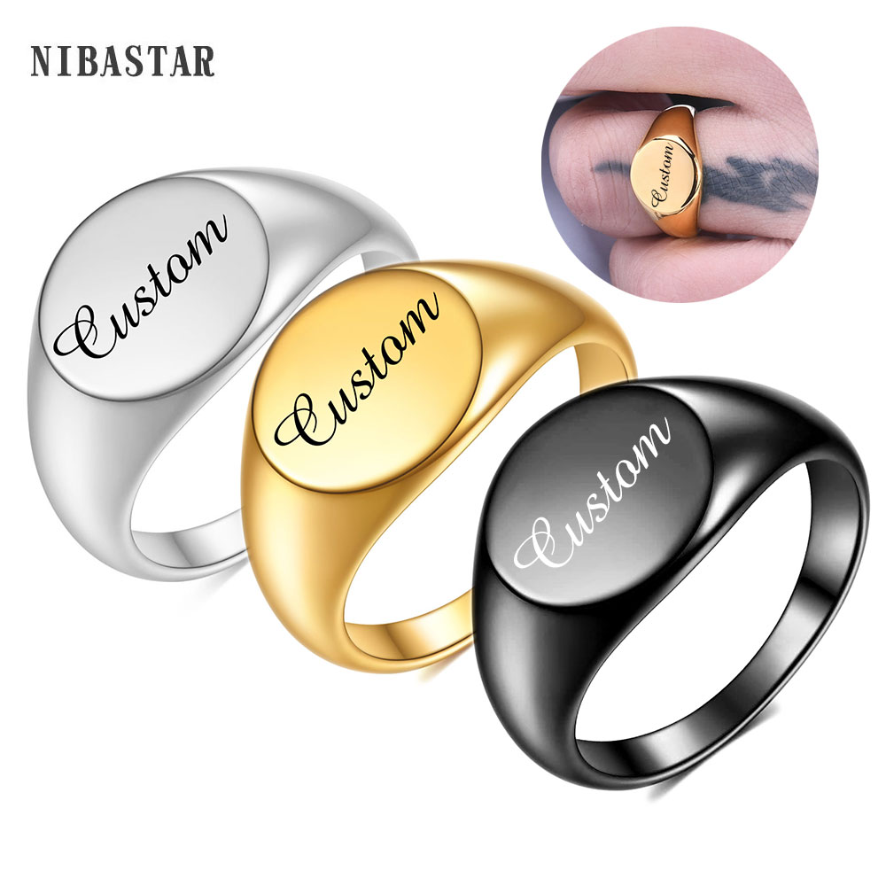 Печатка круглая из нержавеющей – обзор и цена Initial Ring Custom